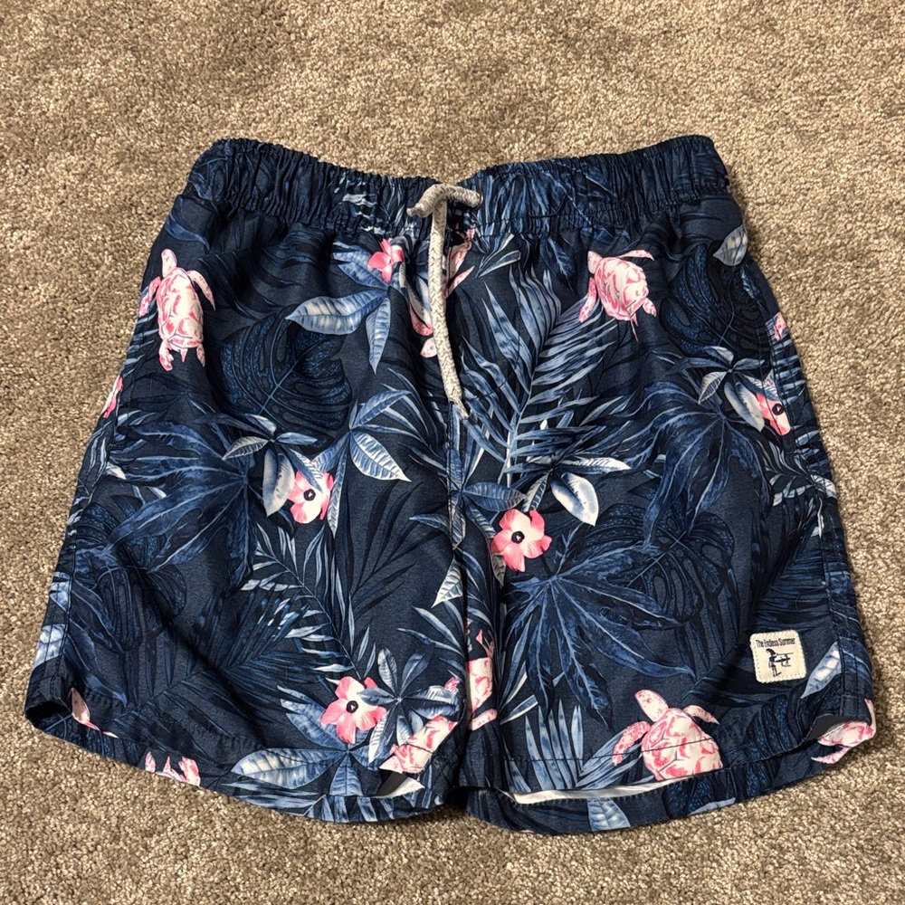 The Endless Summer Dark Blue Floral Boy’s Swim Trunks